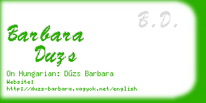 barbara duzs business card